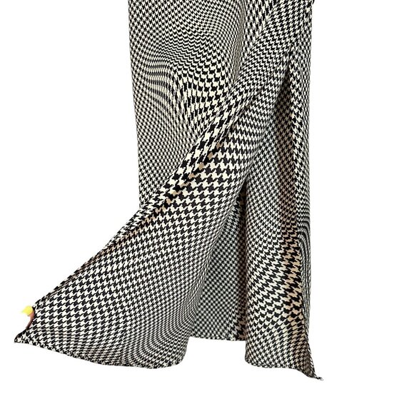 Urban Outfitters SMALL Houndstooth Black White Check Satin Long Midi Skirt - Picture 2 of 11